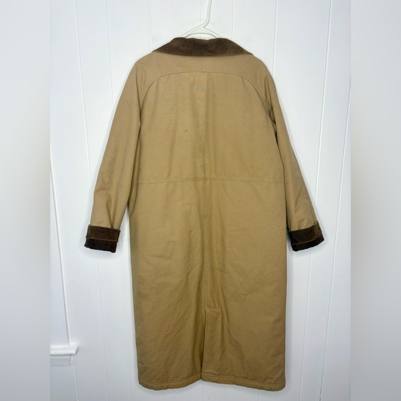 Vintage L.L. Bean Aztec Print Lined Beige Trench Chore Overcoat Jacket Women’s M - Picture 10 of 10